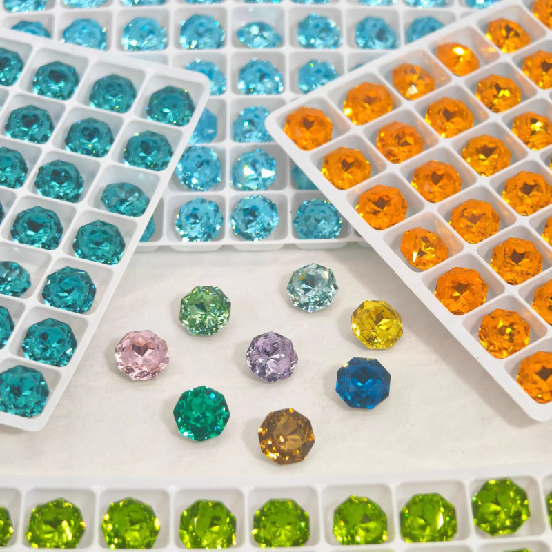 8mm Octagonal Millennium Rose Nail Art Rhinestones K9 Crystal Sparkling Pointed-Back Rhinestones for Nail Art and Earring Accessories Wholesale 8mm Octagonal Millennium Rose Nail Art Rhinestones K9 Crystal Sparkling Pointed-Back Rhinestones for Nail Art and Earring Accessories Wholesale