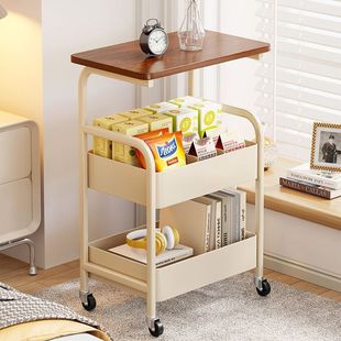 Trendy Adjustable and Movable Simple Storage Bed Frame with Movable Storage, Simple Bedside Table Bed Frame
