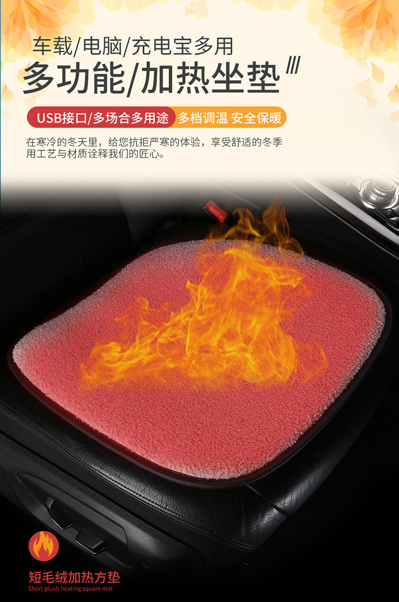 Winter Single and Double Seat Car Cigarette Lighter Office Heating USB Car Plush 12V Seat Cushion Car Heated Seat Cushion