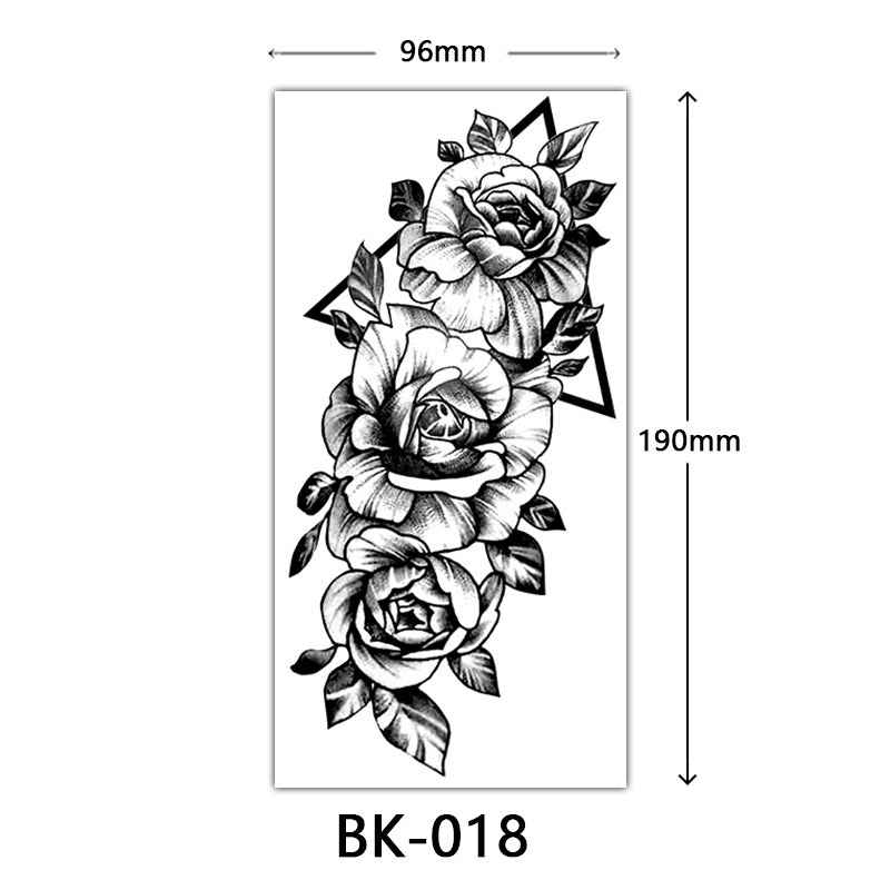 クロスボーダー特別供給スケッチフラワータトゥーステッカースケッチタトゥーステッカーバラの花黒と白の花タトゥー|undefined