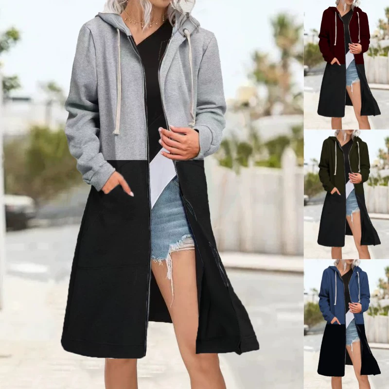 2023 Новый плюс размер женский зимний Европа и США Amazon Цвет Свободное пальто кардиган на молнии свитер на флисовой подкладке