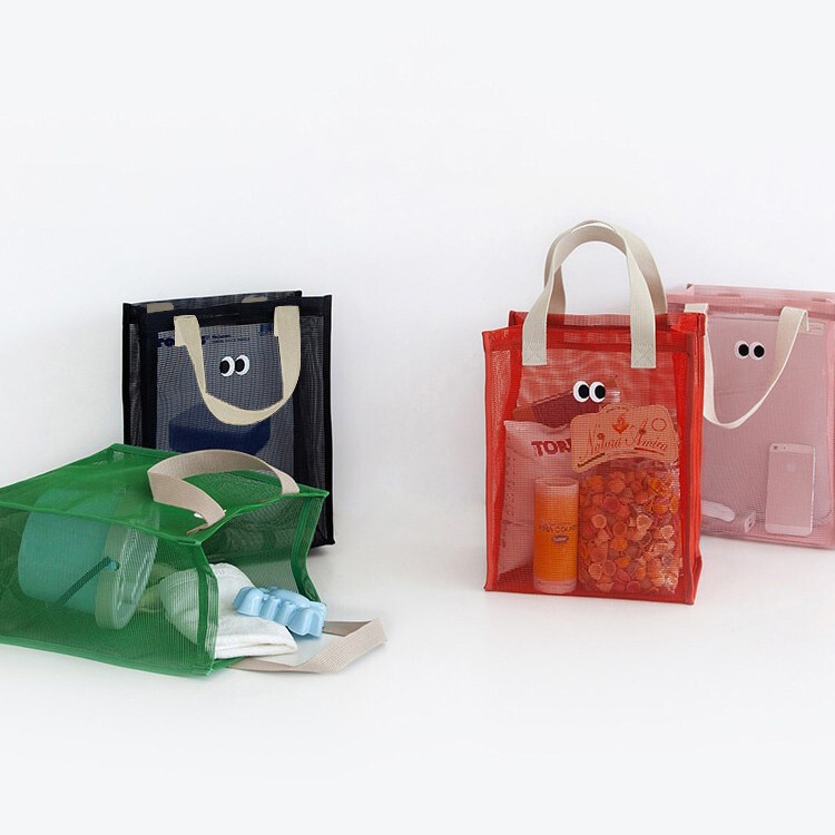 Korean Style Summer New Beach Storage Bag, Travel Casual Tote Bag, Cute Cosmetic Bag, Breathable Mesh Toiletry Bag