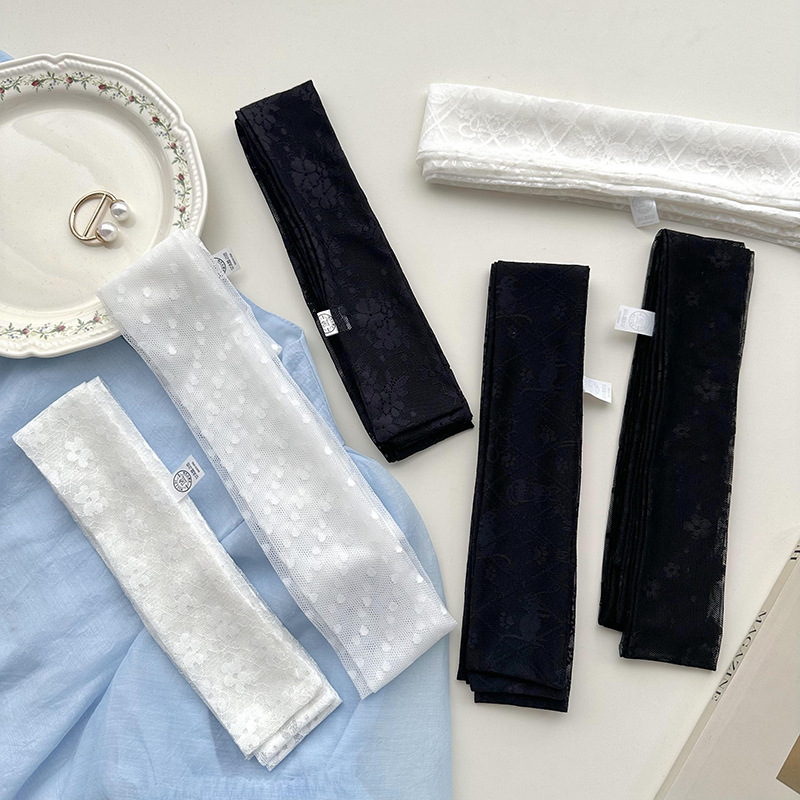 Nuevo estilo de encaje francés, bufanda de seda larga de alta calidad, decoración del cuello femenino, bufanda pequeña, decoración multifuncional de serpentinas para atar el cabello