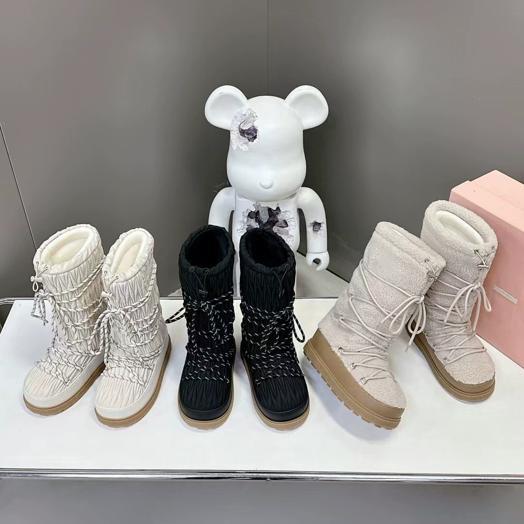 Высокая версия ~ Взрыв идет ~ Лунные сапоги женские противоскользящие теплые снежные сапоги приливные сапоги