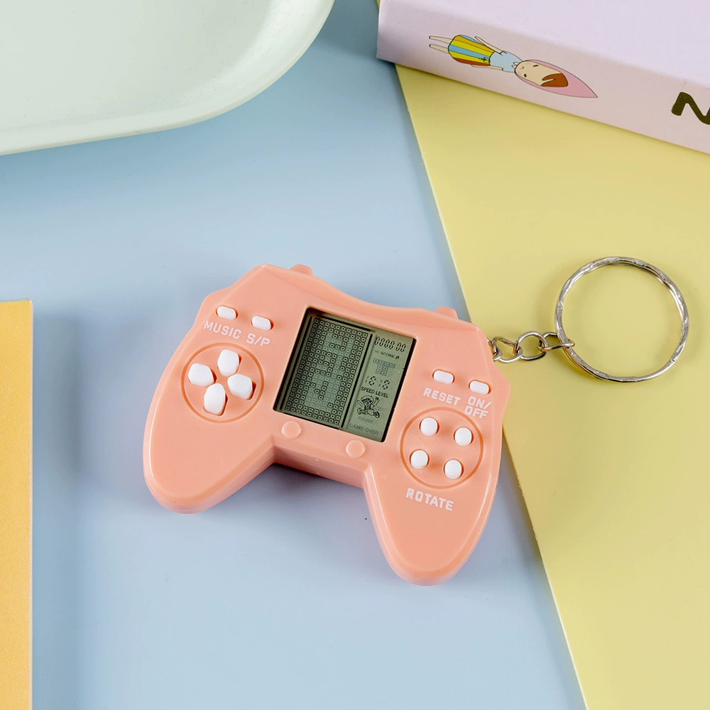 Mini Game Console Keychain, Tetris Handheld, Transparent/macarons, 26 Modes, 6.2×5×1.7 cm