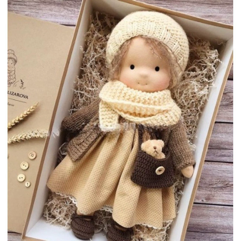 Хлопковый WaldorfDOLL Waldf Doll Pabout Artist Handmade Christmas Thumb Gift Box Blessing
