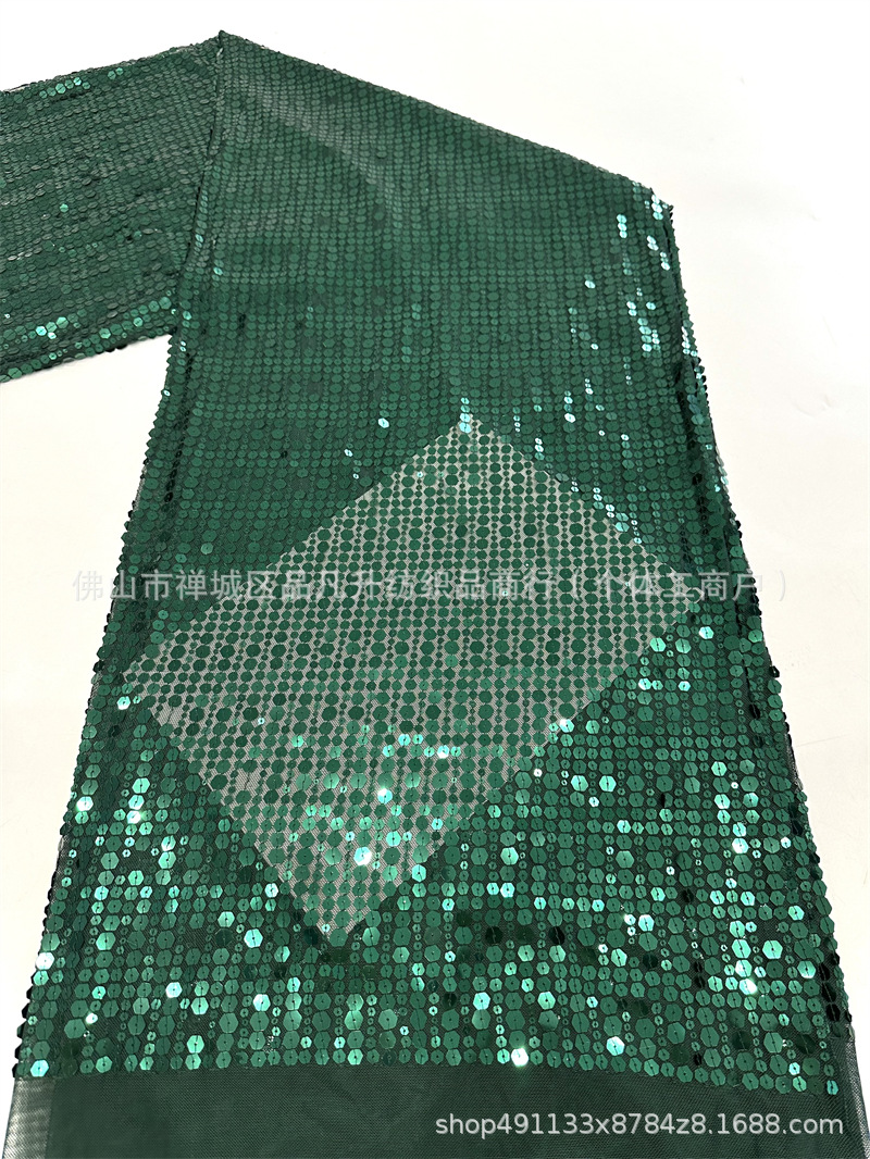 Ventas calientes de tamaño de diafragma de perlas de tela de tubo de diafragma hexagonal completo vestido de noche vestido de rendimiento tela de malla elástica