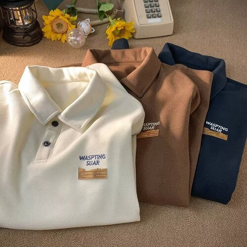 Men's Short Sleeve Summer T-Shirt Polo Shirt Casual Streetwear Fashion Loose Half Sleeve Top Heavyweight Stand Collar Shirt