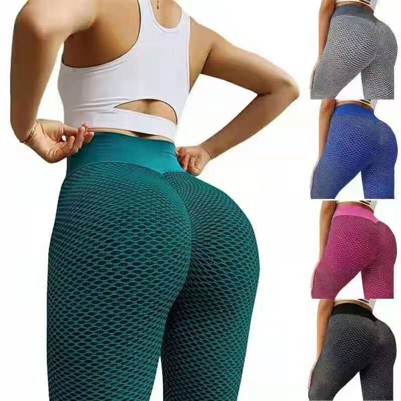 Amazon ebay lady Jacquard weave Honeycomb Fitness pants honey peach Paige Bodybuilding run Tight fitting yoga trousers