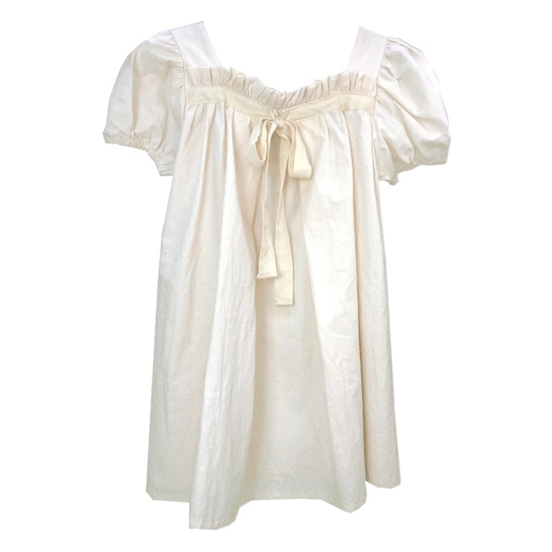 Ins falda de muñeca de verano coreana niña bebé lazo manga abullonada vestido de princesa vestido de cuello cuadrado floral