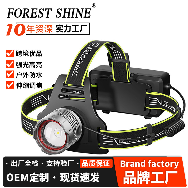 Transfronterizo nuevo faro láser blanco al aire libre multi-función de iluminación impermeable brillante noche lámpara de pesca portátil lámpara montada en la cabeza