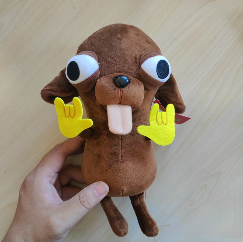 ぼんやり萌えチワワの子犬のぬいぐるみは黒い白いお笑いのアイデアの犬の人形のプレゼントを掛けます。|undefined