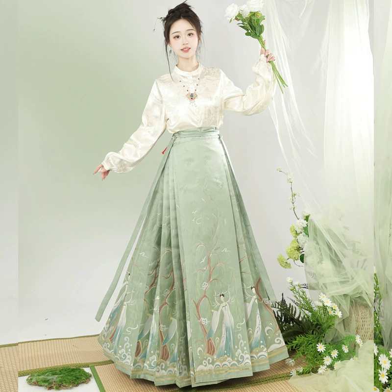 Взрослый Ming Hanfu женский ткацкое платье с конским лицом