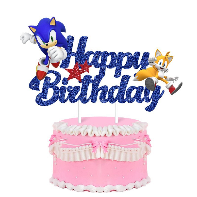 现货史迪奇蛋糕插卡索尼克闪粉HAPPY BIRTHDAY星际宝贝生日插旗插|undefined