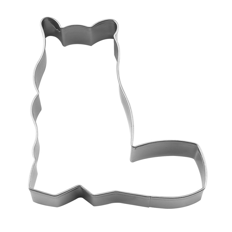 Fábrica al por mayor de acero inoxidable gato cookie mousse anillo molde 5-pieza DIY impresión hornear morir herramienta