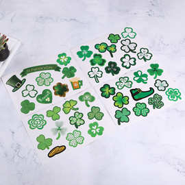 亚马逊新款绿帽子四叶草St.Patrick's Day圣帕特里克节贴纸