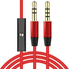 3.5mm red audio cable with microphone audio cable, microphone control phone speaker AUX headset car recording cable