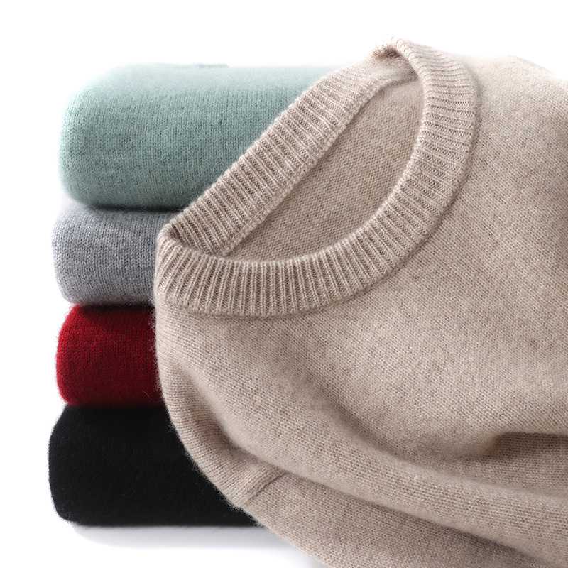Cashmere solid color base woolen trend universal winter sweater with…