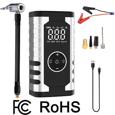 Car Power Bank, Air Pump, Emergency Starting Power Supply All-In-One Device, Portable Tire Inflator, Battery Booster (Hava nasosu) - emergency-power-supply-air-pump-all-in-one-machine-cross-border-color-box-ordinary-clip