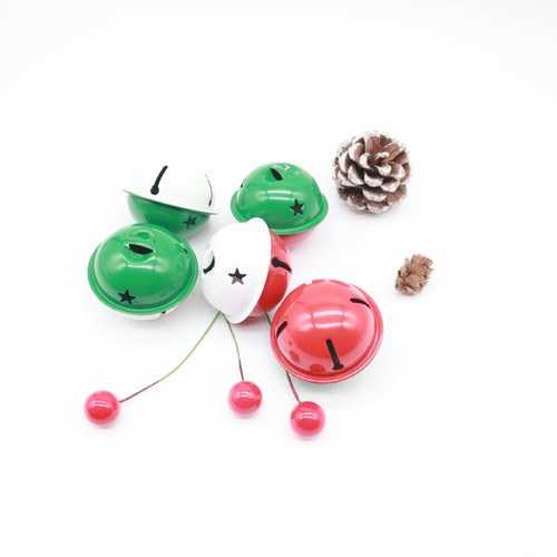 4CM Dual-Color Five-Star Bell Christmas Decoration Apple Gift Box DIY Accessories Pet Keychain Bell Christmas Bell