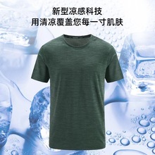夏季圓領速干短袖T恤男款輕薄款戶外抗紫外線軍綠色運動服迷彩
