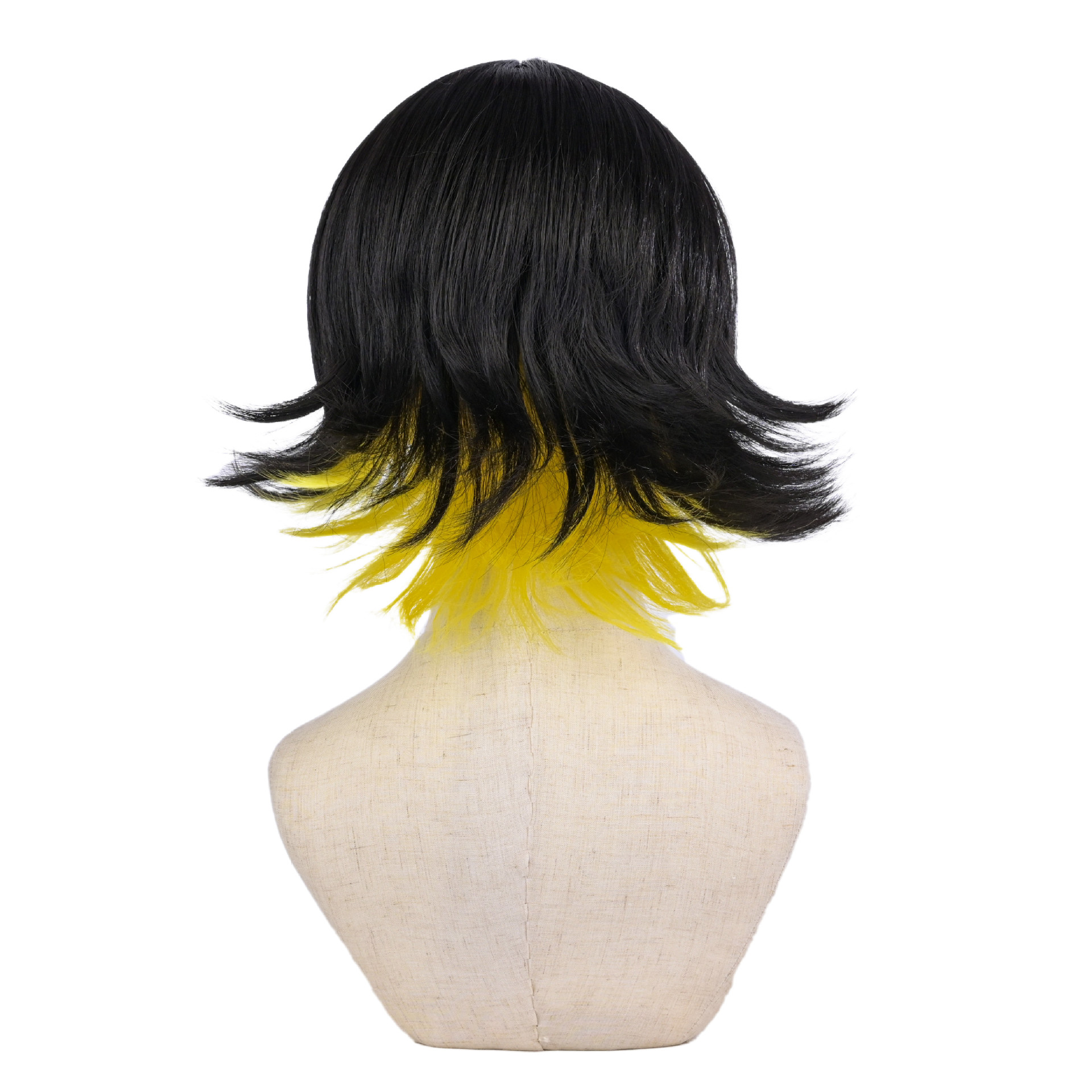 Synthetische Perücke Blue Prison Bee Joy Back COS Kurzhaar-Perücke im Double-Color-Block-Stil_voghion.com