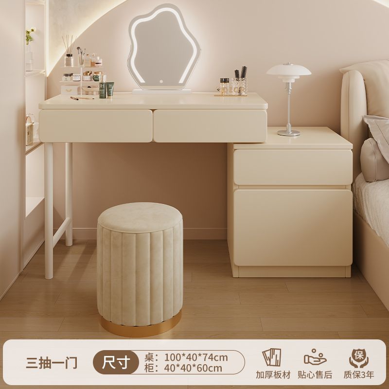 서랍 3개, 캐비닛 1개, 100cm + 구름거울 + 원형스툴