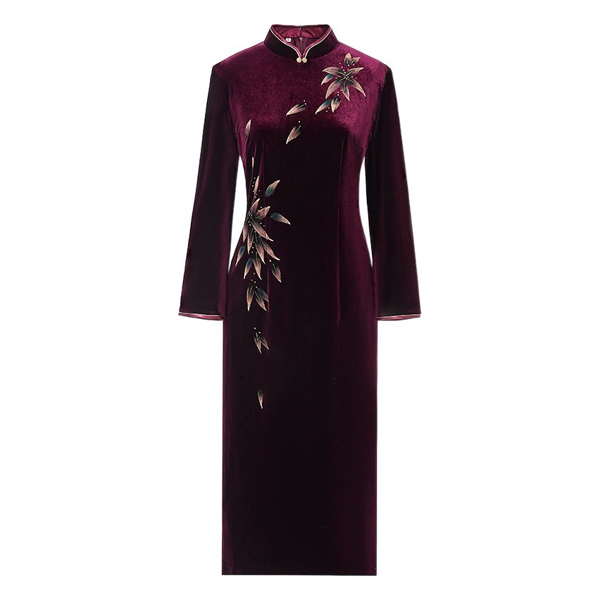 Золотая бархатная юбка новый высококачественный свадебный банкет свекрови молодой модной мамы свадебное платье платье осень