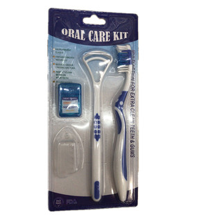 dental Oral Care dental toothbrush tongue coating tongue scraper dental floss 3-piece set suit