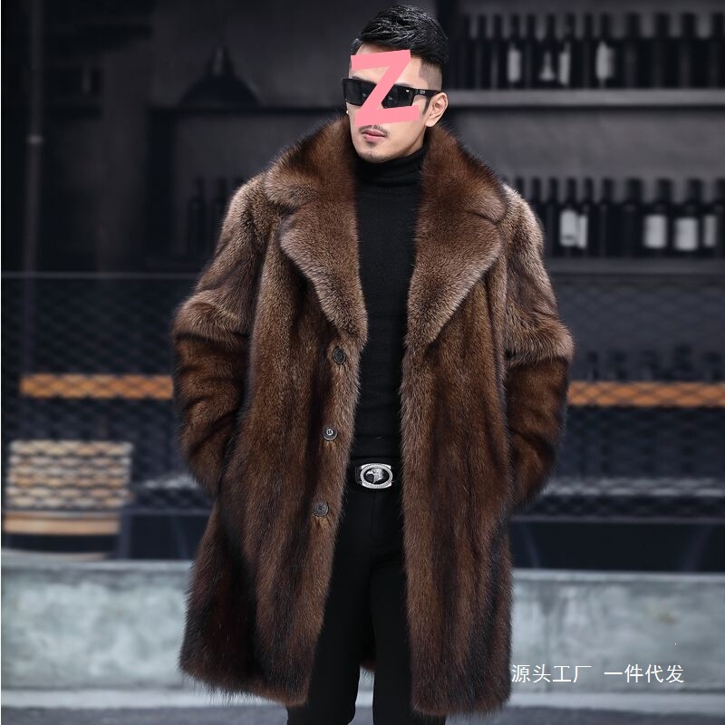 Haining men's mink fur coat, new autumn and winter thickened long style, men's faux fur casual jacket, in stock Haining men's mink fur coat, new autumn and winter thickened long style, men's faux fur casual jacket, in stock