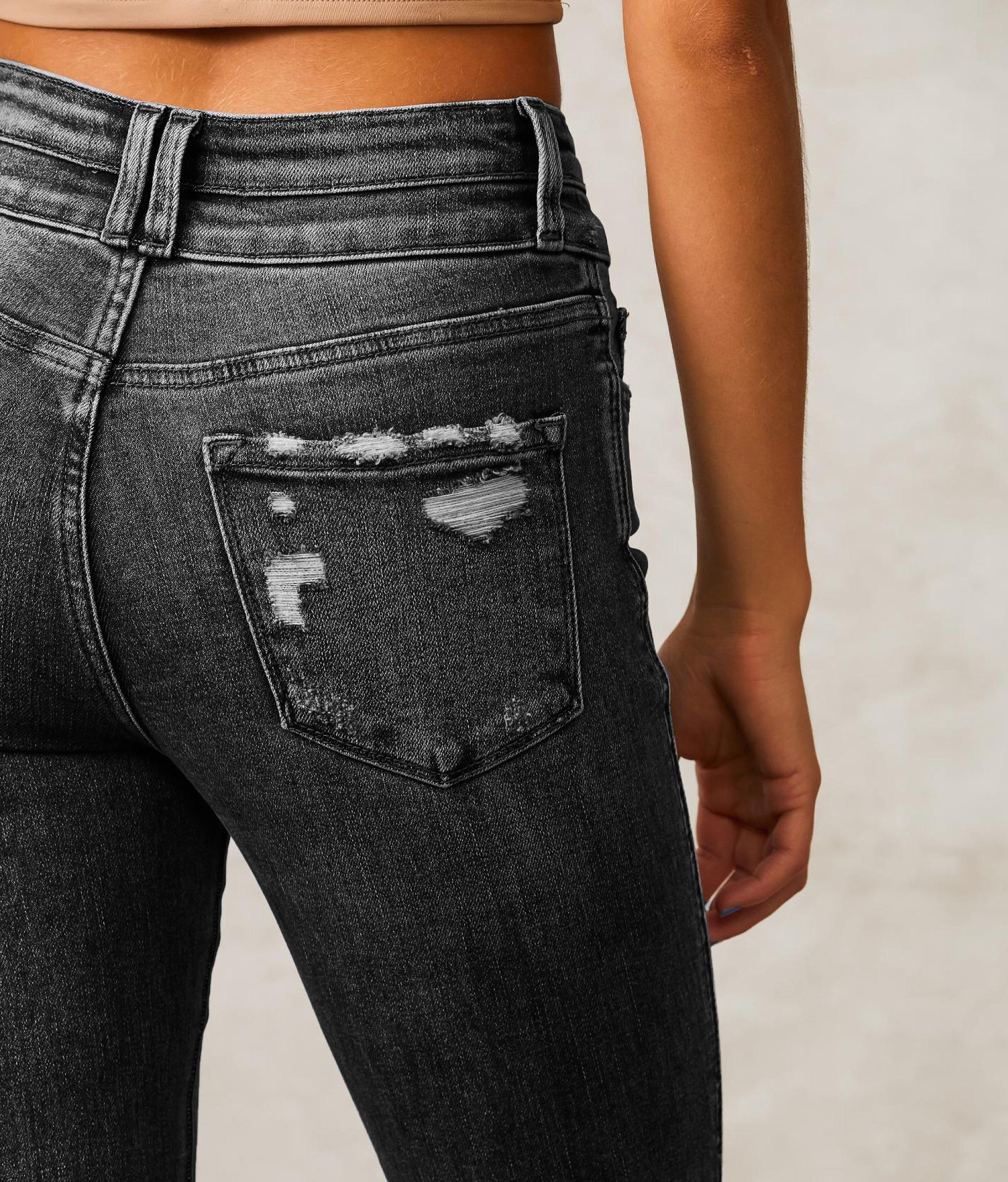 Summer, Spring, Autumn Season Women's Holiday Banquet Selfie Streetwear Solid Color Full Length Jeans
