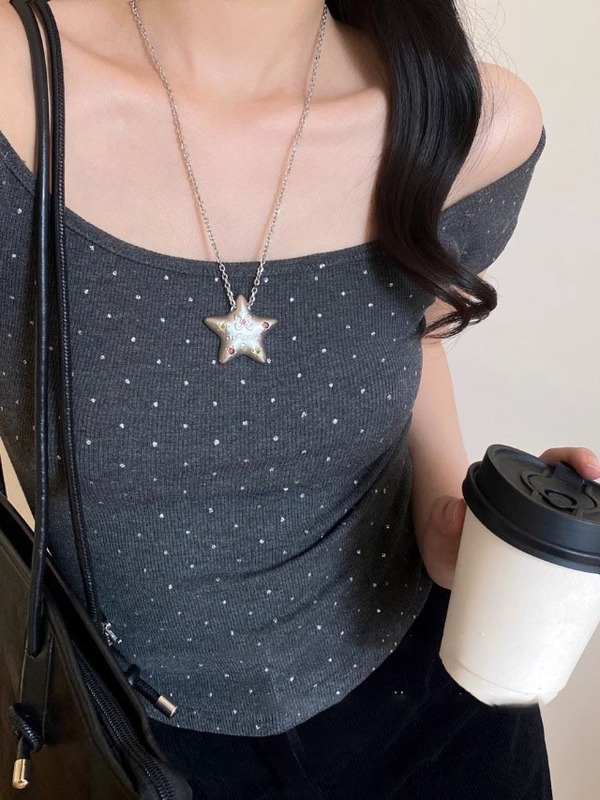 甘くてクールなスタイルのホットガールネックレスアクセサリー、女性向け新作、個性的なデザインのロング鎖骨チェーン、万能なアクセサリー|undefined