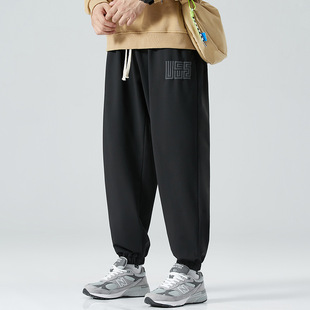 K8058 Large Size Casual Pants Plus Fat Big Fat Man Fat Man Hip-Hop Fashion Tide with Legs and Legs Harlan Trousers