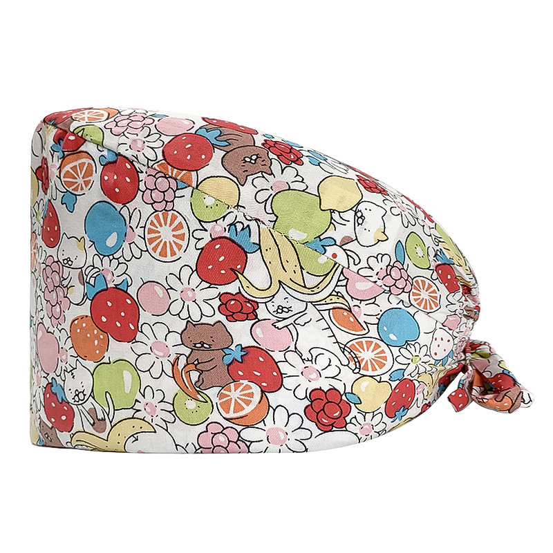 Gorro quirúrgico de algodón puro de las mujeres impreso ajustable calabaza tapa confinamiento quimioterapia a prueba de polvo puntera enfermera trabajo sombrero hombres