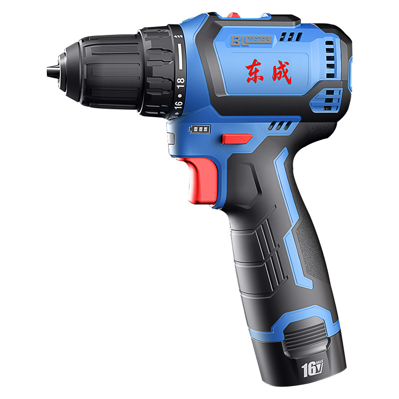 Dongcheng sin escobillas 16V taladro eléctrico de litio pequeño cañón de acero sin escobillas taladro de mano de carga herramientas eléctricas destornillador doméstico taladro de mano