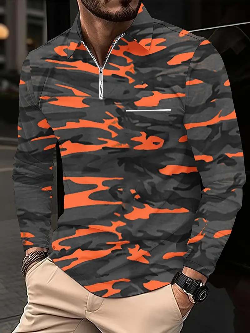 Otoño e invierno todo-fósforo estilo de Hong Kong guapo suéter de manga larga estilo minimal neutral temperamento fresco cremallera camisa POLO MB14