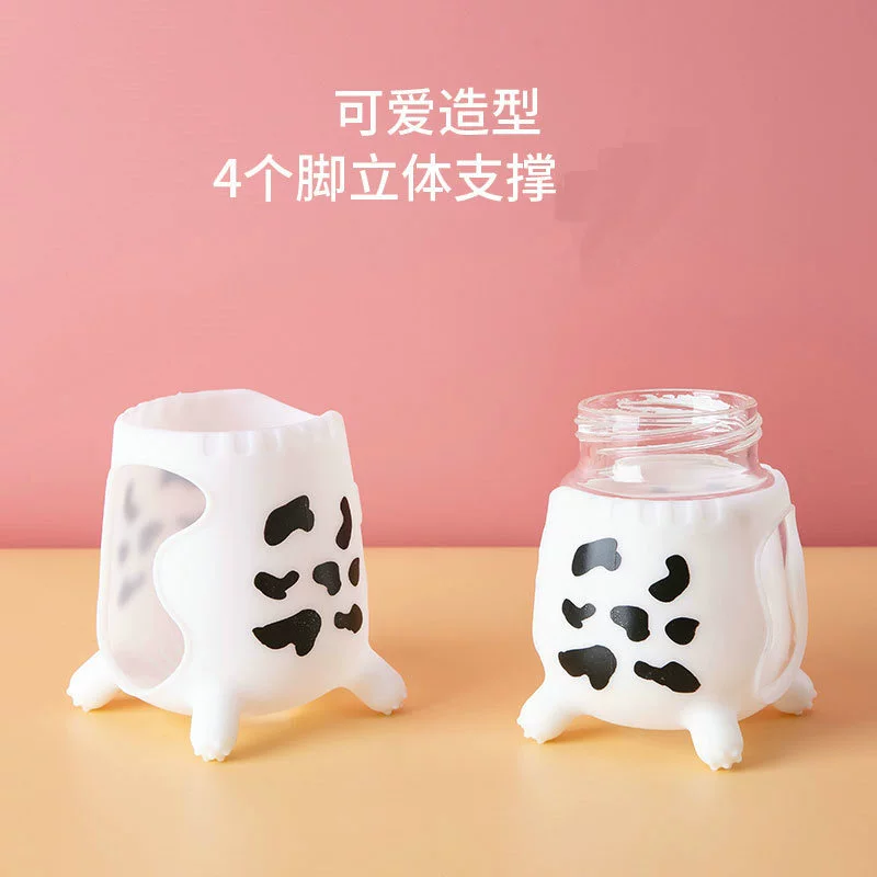 Защитный чехол для детских бутылочек, чехол для защиты от падения для детских бутылочек, силиконовый защитный чехол в форме коровы, силиконовый чехол для детских бутылочек, силиконовый чехол