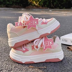 女童鞋2024新款夏季兒童單鞋時尚鞋中大童洋氣透氣休閒運動板鞋潮