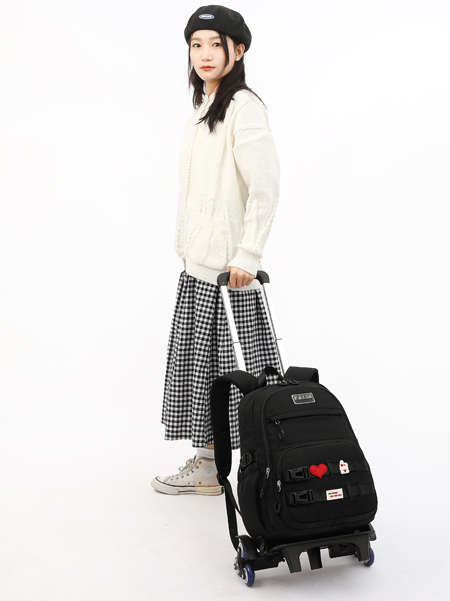 Peces naturales nuevo estudiante de la escuela primaria trolley schoolbag Junior High School Girls escalera de reducción de carga de gran capacidad mochila casual