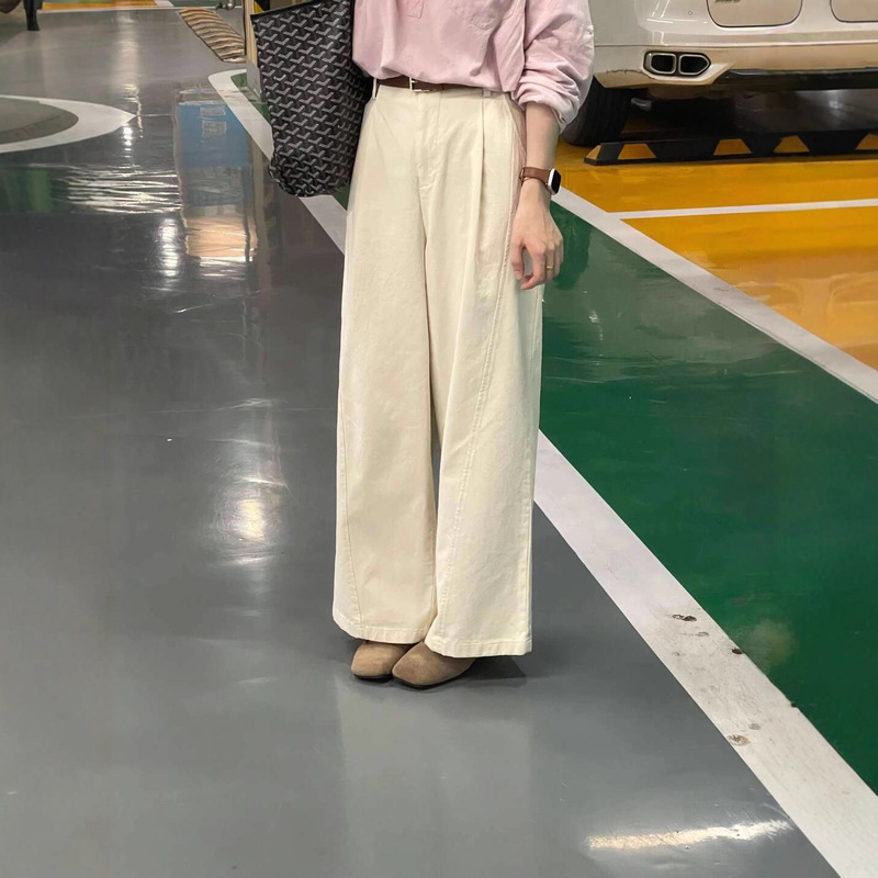 慵懒风百搭阔腿裤女垂感休闲直筒裤宽松高腰遮胯显瘦设计感长裤子|undefined