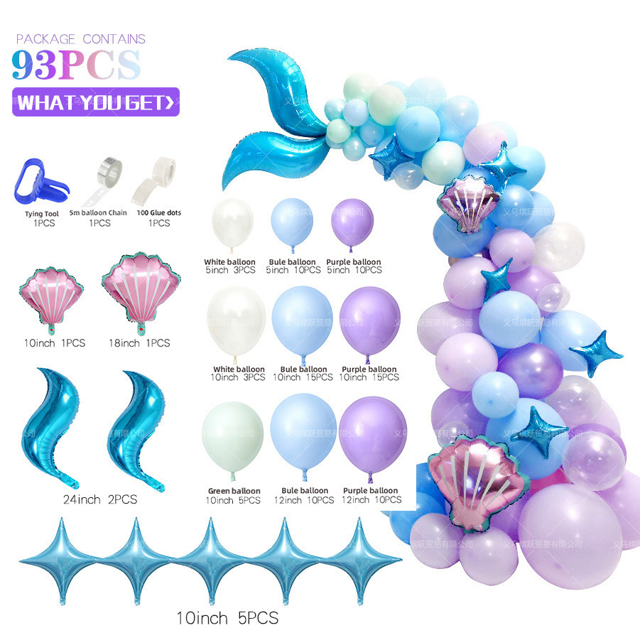 Party Occasion Birthday Mermaid Fish Fish Tail Emulsion Cloth Party Banner Balloon Ball Party Supplies Balloons