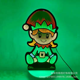 跨境新品led精灵隧道灯圣诞节氛围灯创意礼品千层镜深渊灯装饰灯