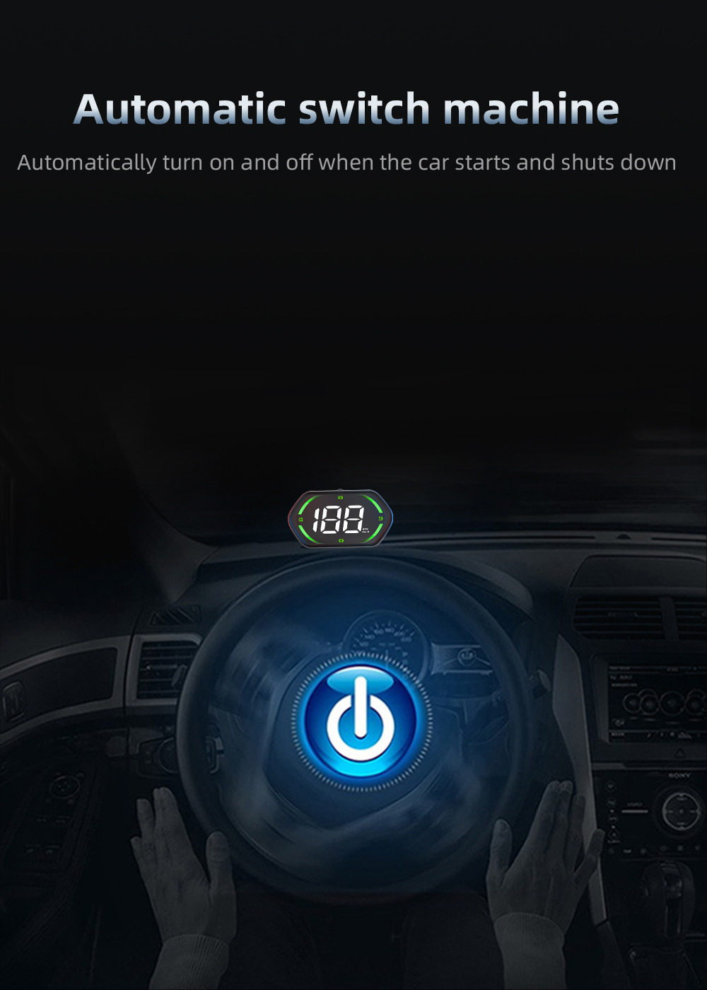 GPS car HUD head-up display with speed and over-speed warning, switchable between metric and imperial units, universal for all vehicles, G22