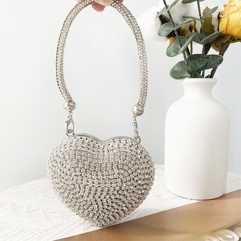 All Seasons Season Women's Gender Rhinestone Glass Heart Shape Heart-shaped Evening Bags