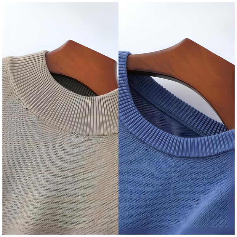 New 100% Cotton Knitted Sweater Men's Autumn and Winter Pilling Pullover Sweater Loose Solid Color Round Neck Base Sweater