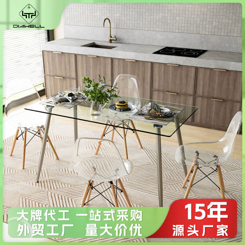 ExportaciónTarget vidrio templado mesa de comedor silla mesa de comedor transparente rectangular mesa de comedor mesa de comedor