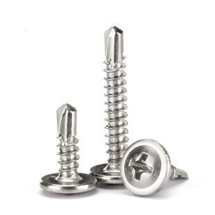 Whole Box Wholesale 410 Stainless Steel Large Flat Head Round Head Washer Cross Drill Tail Screw Self-Tapping Self-Drilling M4.2/M4.8