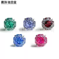 Серьги из титана F136, восьмиугольные, розовой огранки, с цветными плоскими цирконами на дне, для пирсинга губ, языка и ногтей, из титанового сплава G23.