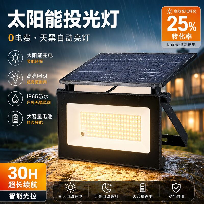 Cross-Border Led Solar Lighting Outdoor Garden Wall Lamp Remote Control Solar Floodlight Lighting Street Lamp