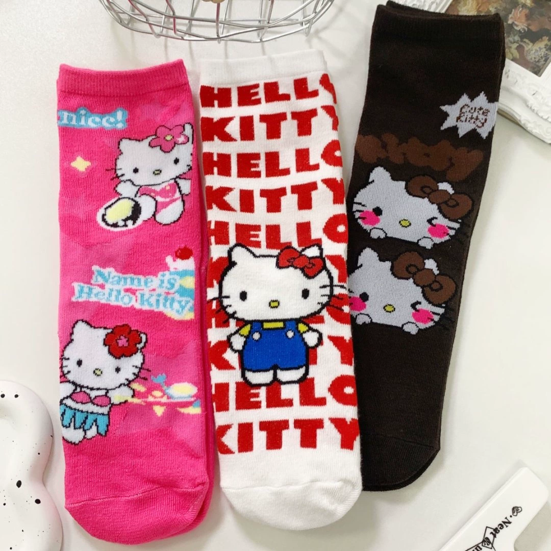 Hello Kitty, детские милые гольфы до колена, средняя длина, впитывают пот и запахи